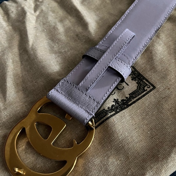 GUCCI GG PURPLE+BEIGE JUMBO CANVAS & LEATHER BELT Plus Size 105 + dust bag. - Picture 11 of 12